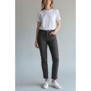 Old Navy Pixie Size 4 Gray Slim Ankle Pants With Faux Back Pockets & Belt Loops